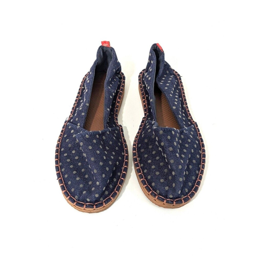 Havaianas Navy Blue & Grey Polka Dot Espadrille Sandals - Size 6.5 Womens